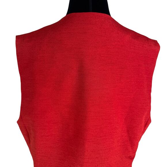 Vintage 90s Tailored Texture: Red Linen Blend Longline Vest - Quiet Confidence! - Picture 6 of 16